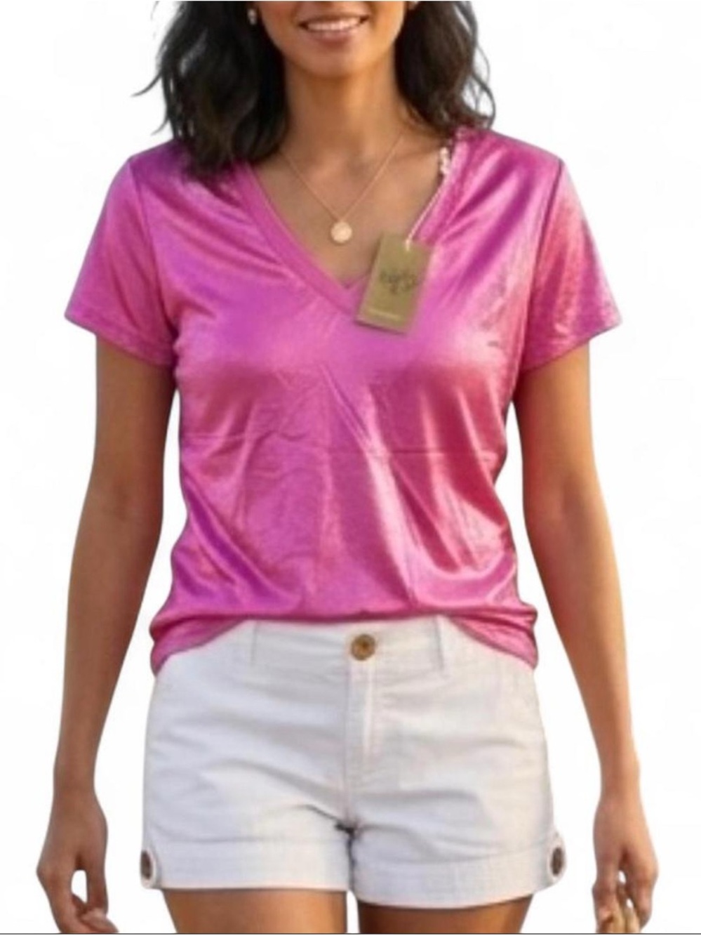 NWT Free For Humanity Pink Shiny Top